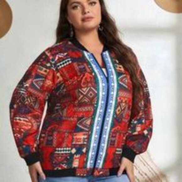 Ladies 3X zip up southwestern print jacket - Picture 2 of 2